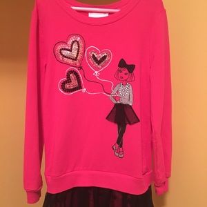 Pink and Black Sweater Dress with Lace Skirt